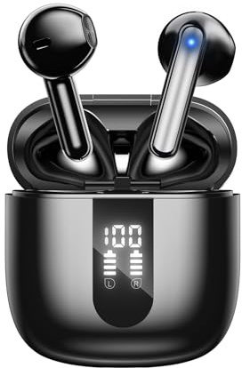 JBES Ecouteurs Bluetooth sans Fil, Écouteurs sans Fil Bluetooth 5.4, 6 Micro ENC Anti Bruit, Basses Puissantes, 60H de Lecture, étanchéité IP5, Oreillette pour iphone Android (Noir Profond)