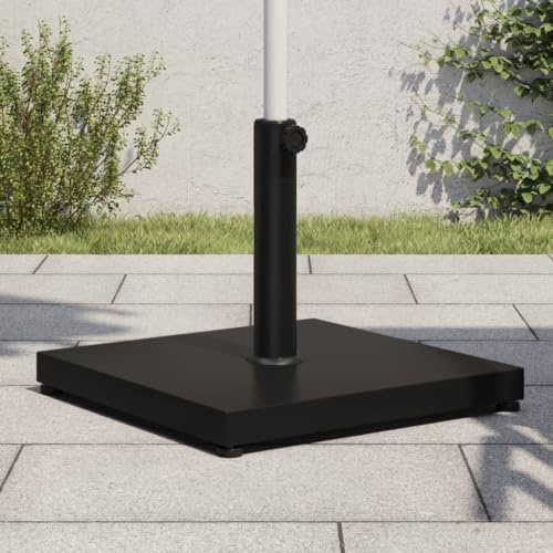 Ordellia Soporte para sombrilla cuadrado de acero, mástil de hormigón 32, 38, 48 mm, con 3 adaptadores, peso de 25 kg, protección contra el viento, para balcón, terraza, jardín, con botón de sujeción