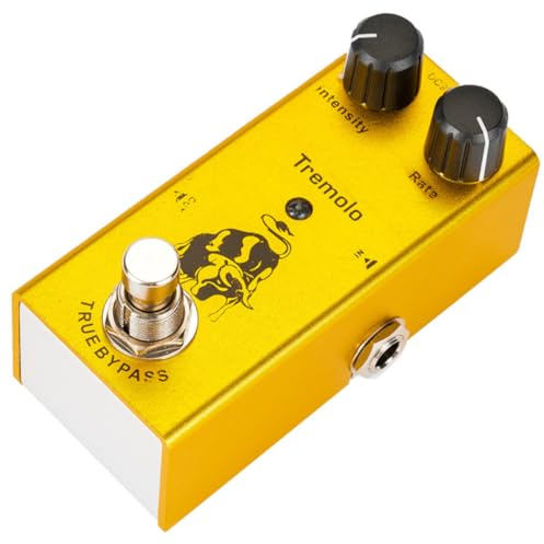AKOOSY Pedal de Guitarra Trémolo True Bypass Circuito de Válvula y Aleación, Diseño Único y Dispositivo de Ajuste Fino para Guitarra Eléctrica