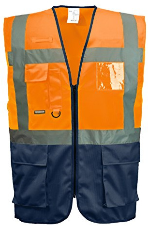 Portwest Gilet Executive Warsaw, Couleur: Orange/Marine, Taille: XL, C476ONRXL
