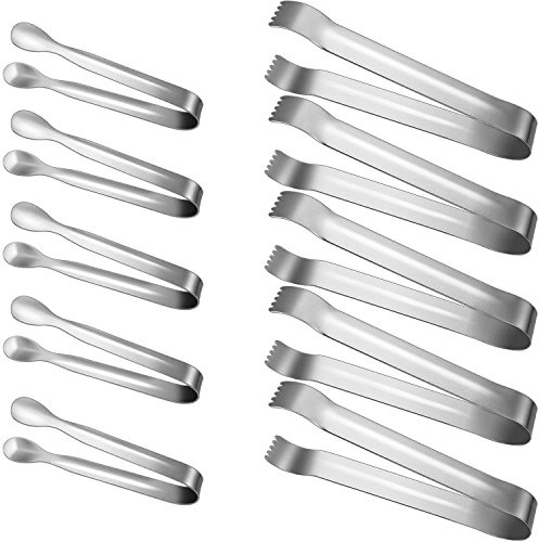 Boao 10 PC Mini Tongs 4.3 Inch and 7 Inch Ice Tongs Mini Tongs for Serving Sugar Tongs Serving Tongs Pom Tongs Sugar Tongs Stainless Steel Mini Tongs for Party Kitchen Serving and Cooking