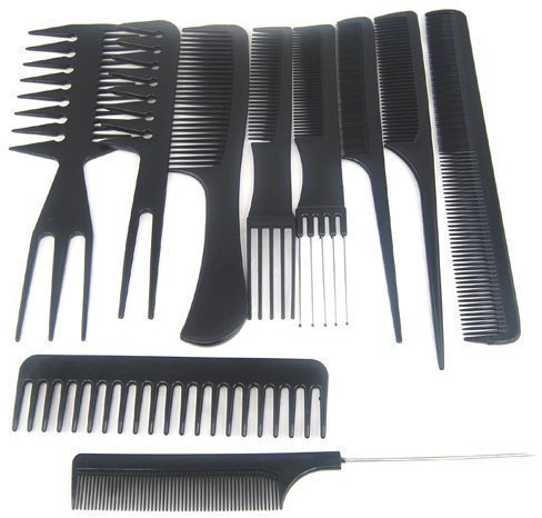 XLKJ 10 Piezas Peines Cabello Peluqueria Profesional, Set de Peines, Peines Profesionales de Barberos, Peine de Salón Antiestático, Peine de Fibra Resistente al Calor para Hombres Mujeres