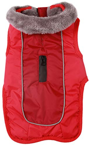 JoyDaog Fleecehalsband Hundemäntel für mittelgroße Hunde, wasserdichte warme Baumwoll-Hundejacke für kalte Winter, Rot M