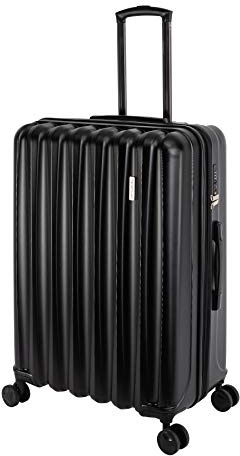 Travelhouse %Sale Porto - Hartschalen-Koffer Koffer Trolley Rollkoffer Reisekoffer Erweiterbar Vergrößerbares Gepäck, 4 Rollen, 76 cm, 105 Liter, Schwarz