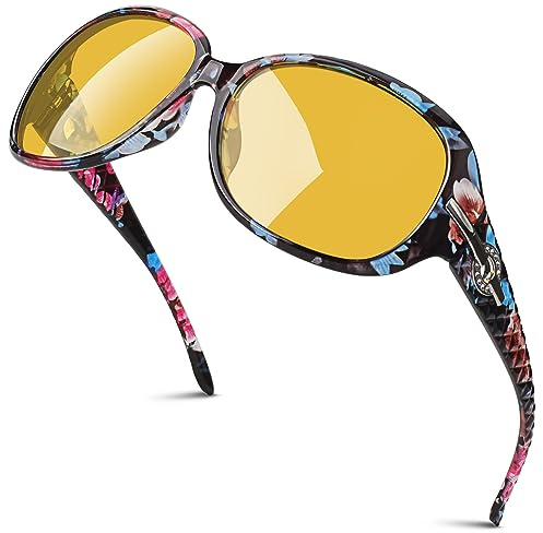 GQUEEN Übergroße Polarisierte Sonnenbrille Damen UV400 Schutz Vintage Fashion Trendy Sonnenbrille