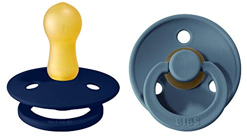 BIBS Colour Schnuller 2er-Pack, BPA-frei, Kirschform Nippel. Naturkautschuk/Latex, Hergestellt in Dänemark. Größe 2 | 6+ Monate | 2-Pack, Deep Space/Petrol