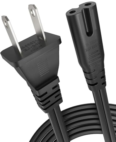 [UL Listed] 6ft 18AWG 7A 125V AC Power Cord 2 Prong Cable Non Polarized (NEMA 1-15P to IEC-320-C7)
