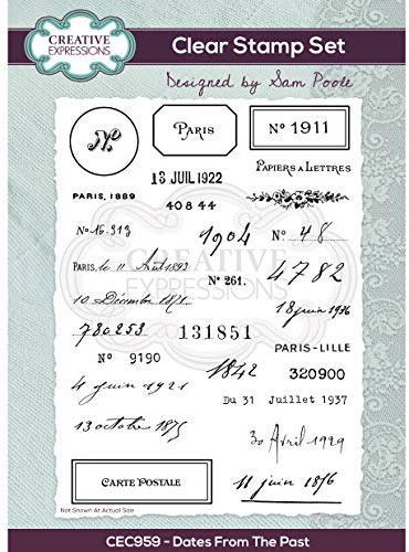 Creative Expressions Klare Stempel Clear Stamp Set Dates From The Past - transparenter Photopolymer-Stempel, haftet an Acrylblöcken, dekoratives Zubehör für Karten, Journal, DIY-Basteln/Kunst