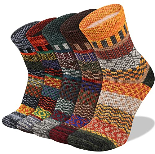 Heatuff Men's Winter Wool Socks Thermal Warm Soft Crew Socks (5 Pairs)