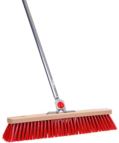 BawiTec Straßenbesen 60cm 80cm 4-Loch Elaston rot Wechselsystem Stiel Alustiel Beco (60cm)