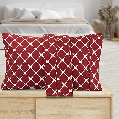 Valerian Bloomingdale Pattern Pillowcase 1500 Thread Count 2-Piece Set Super Soft, Easy Slip-On and Wrinkle Resistant, Bloomingdale Queen Pillowcase, Burgundy