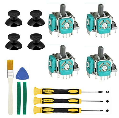 Replacement Thumbsticks for Xbox One S/X Controller, 4pcs 3D Joystick Parts Analog Caps with Full Repair Tools Kit, T6 T8 T10 Screwdriver Compatible with Xbox One S/X Controller | Analog Parts Thumbsticks Caps with Repair Tools Kit, T6 T8 T10 Screwdriver Compatible with Xbox One S/X Controller