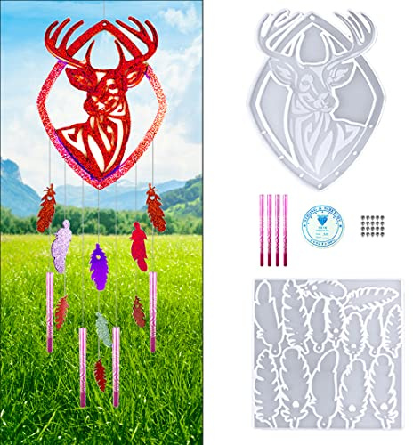 Zayookey Carillones de viento Moldes de resina epoxi de ciervo para colgar en la pared, moldes de silicona para campanas de viento, colgantes, molde de resina para manualidades