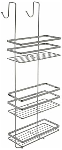 3 Tier Large Hanging Bathroom Organizer Unit With Extra Deep Baskets - Door Hanger Storage Rack Caddy for Kitchen and Spice Organization (Silver)