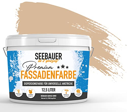 SEEBAUER diy Universal-Fassadenfarbe Orange 10L für Außen (No. 521 Tangerine Temptation) Hoch deckende Fassadenfarbe mit Wetterschutz - Geeignet für Putz, Mauerwerk und Beton