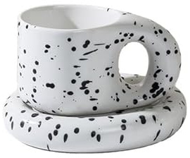 Taza Creativa Hecha a Mano con Mango Grueso de 300ml/320ml, Tazas de café Espresso de cerámica, Vasos para té, Juego de platillos Grandes, Regalos creativos