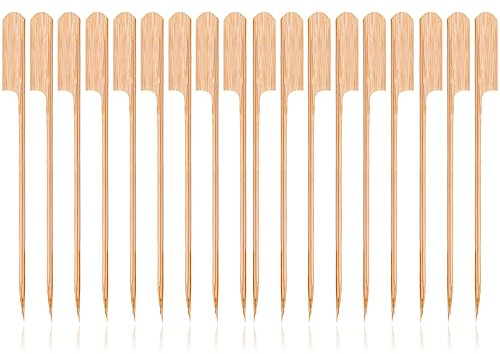 AKH® Pack of 100 Bamboo Skewers | Bamboo Paddle Skewers | Wooden Barbecue Bamboo Skewers Cocktail Sticks for BBQ Grilling Kebabs Burger Fruit Chocolate Fountains Fondues | 19CM / 7.5