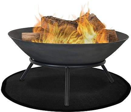 Feuerschale Unterlage BBQ Grills Feuerfeste Matte Rund Schwarz, Bodenschutz für Grill, 3 Schicht Feuerresistent, Feuerstelle Pad für Boden, Deckschutz