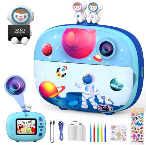 CHAKEYAKE Apareille Photo Numérique pour Enfants Instantané,1080P 2,4 Pouces Écran avec Carte SD 32GB,Jouet Appareil Photo Selfie,Idee Cadeau noël Anniversaire Enfants 3-12 Ans(Bleu)
