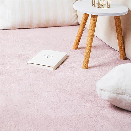 ZWPILY Hochflor Teppich, Einfarbig, Flauschiger Langflor Teppich, Shaggy Flokati, Rechteckig, Pflegeleicht, Wohnzimmerteppich - Fellteppich - Modern Kunstfell Carpet für Schlafzimmer,Rosa,200x300 cm