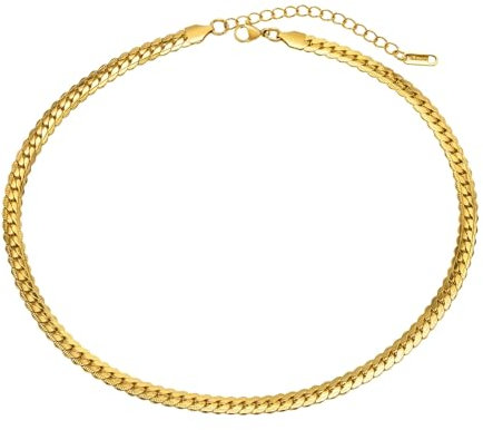 Mesnt Ketten Edelstahl Damen, 45CM Frauen Ketten Kandare Kette, Gold