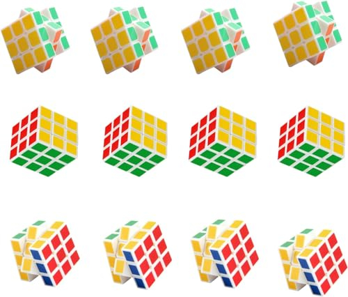 Mini Zauberwürfel 3x3x3 Speed Cube Set, Cube Puzzle 12 Stück Mini Würfel, Zauberwürfel Original Speedcube Stickerless, Kinder Geduldspiel, Cube Spielzeug für Kinder Erwachsene