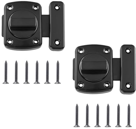 UMTACH Drehriegel Riegelschloss 2 Stück Schieberiegel Drehriegel Riegelschloss Schwarz Türriegel Latch Klein Zinklegierung Drehriegel mit Schrauben für Badezimmertür Türriegel Fensterriegel