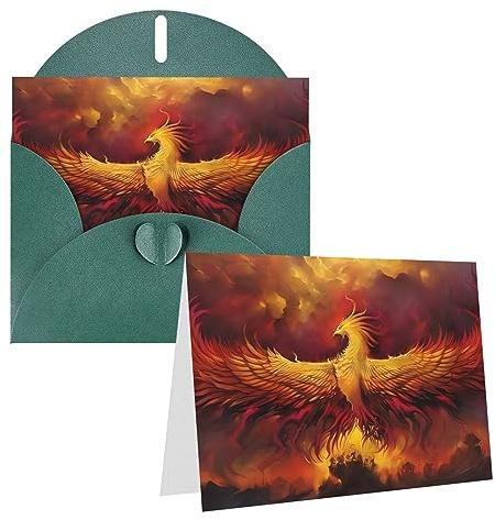 Fantasy Phoenix Blanko-Dankeskarten mit weißen Umschlägen, 10,2 x 15,2 cm, Grußkarten für alle Anlässe, Weihnachten, Urlaub, Hochzeit, Geburtstag