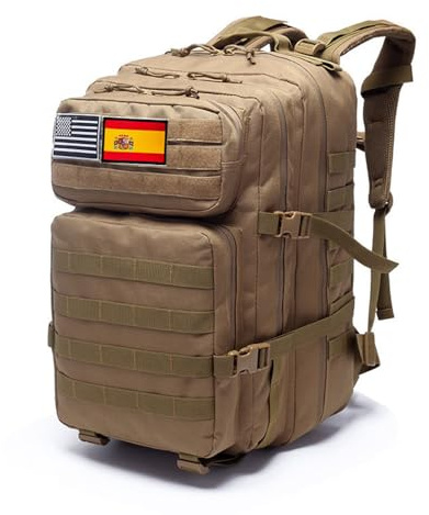 Smallrun Zaini Tattici Militari 45L Zaino dell'Esercito, Grande Capacità, Zaino Crossfit, Pieghevole, Impermeabile, Zaino per Alpinismo, Escursionismo, Campeggio, kaki, 45 L, Formale