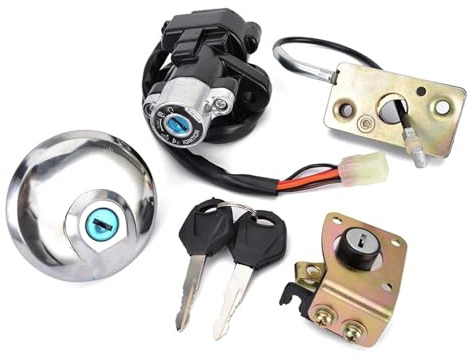AHYAOFA Cerradura Encendido Motocicletas para GZ 125 250 Interruptor De Bloqueo De Ignición De Motocicleta Juego De Tapa De Tanque De Gasolina para Suzuki GZ125 1998-2003 GZ250 1999-2011