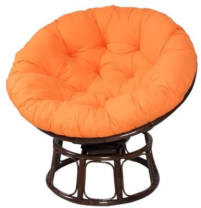 Hiseng Cushion for Papasan Chair, Round Papasan Chair Cushion, Egg Nest Replacement Pad, Floor Cushion, Padded Seat Cushion, Swing Chair Cushion For Outside, for Hanging Chair (Orange,100cm)