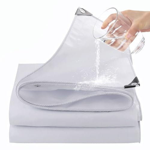 Telo di copertura impermeabile con occhielli, telo bianco in polietilene da 180 g/m², resistente ai raggi UV, resistente agli strappi, per mobili da giardino, piscina, auto, barca, campeggio (bianco,