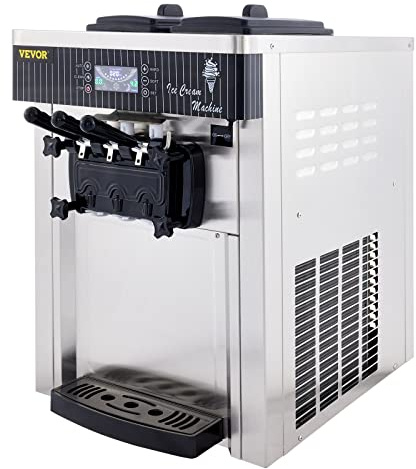 VEVOR Máquina de Helados Soft Heladera Maquina Helados Soft Comercial Maquina Helados Soft con 2 + 1 Sabores Vertical Ice Cream Maker 2200W Máquina de Helado de Servido Suave 6L*2