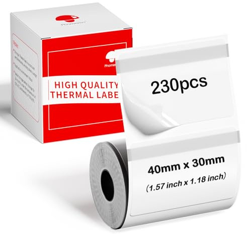 Phomemo M110 M120 M200 M220 M221 Transparente Etiketten - Rechteckige Thermische Etiketten für Preis, Name, Adresse, Logo, Barcode - 40mm*30mm, 230 Stück, In Schwarz Gedruckt