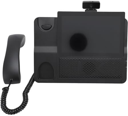 IP-Tischtelefon, 6 SIP-Konten, 8-Zoll-Touchscreen-Farbdisplay, VOIP-Geschäftstelefon mit 5-MP-Kamera, Dualband-WLAN, für Ton-/Videokonferenzen mit Mehreren Teilnehmern (EU-Stecker)