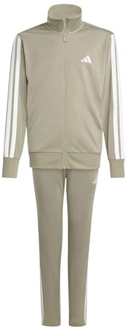 adidas Unisex - Bambini ESSENTIALS CLIMACOOL STRIPES TRACKSUIT, silver pebble/white, 13-14 Years