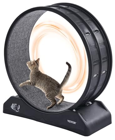 VEVOR Ruota per Esercizi per Gatti, Grande Ruota per Correre con Freno di Sicurezza e Pista in Moquette, Tapis Roulant per Gatti, Ruota per Esercizi da Interno per Animali Domestici, Nero 800 mm