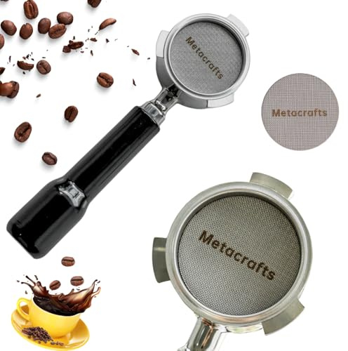 Espresso Portafilter 51mm Bottomless - Compatible for 51 mm Delonghi EC0680, E0685, SMEG & EUPA Coffee Machines - Open, Naked, Flat - Stainless Steel Filter Basket & Puck Screen Included (Black)