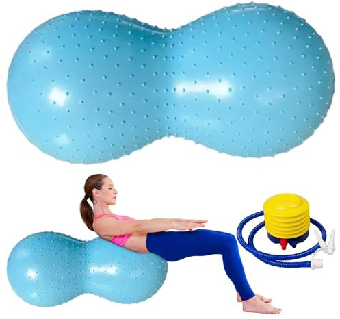 KUWUNG Peanut Ball, 45 * 90CM Anti Burst Sensory Peanut Ball with Pump for Adults and Kids, Thickened Peanut Shape Exercise Ball for Yoga, Pilates, Pregnancy, Gym, Core Training, Physical Therapy