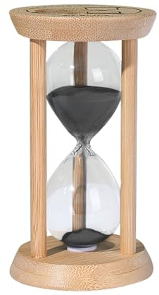SuLiao Wooden Sand Timer 5 Minute Hourglass, Beech Small Black Sand Watch 5 Min, Reloj De Arenai Hour Glass Sandglass for Home Office Decorative Game Classroom