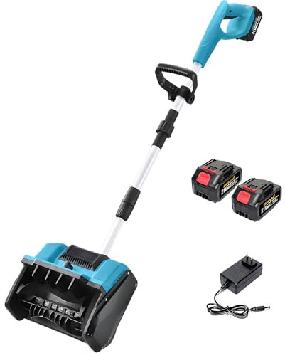 Pala Da Neve Senza Spazzole Da 11 Pollici, Rimozione Efficiente Della Neve, Spazzaneve Elettrico con Piastra Direzionale e Impugnatura Anteriore Regolabile, Spazzaneve a Batteria per Patio, Terrazzo(T