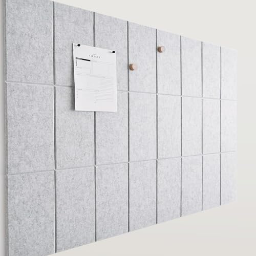 Acidea Große Filz Pinnwand Selbstklebend, 120x90cm, 24 Stück Filzboard Memotafeln, 30x15cm Memo Boards Bulletin Board Wanddekoration für Büro Küche, Fotos Memos