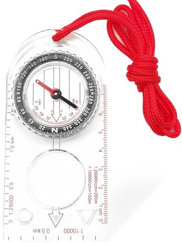 Boussole de Navigation, Transparente Compas d'Orientation avec Déclinaison Réglable pour Randonnée Camping, Sport de Plein air