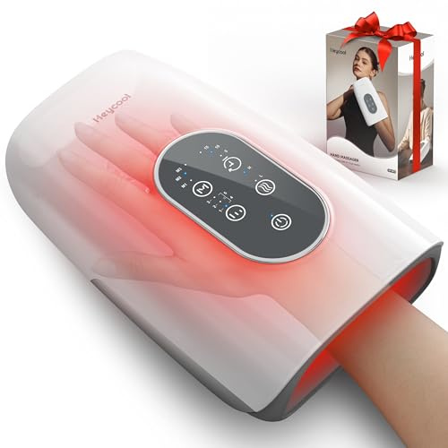 Heycool Upgrade Hand Massager for Arthritis and Carpal Tunnel Relief, Cordless Wrist Hand Massager with Heat and Compression, Gifts for Mom, Women, White
