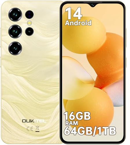 OUKITEL C2 - Telephone Portable Android 14,6.52 Pouces Telephone Portable Pas Cher 16(4+12) GO+64GO/TF 1TO,5000mAh Smartphone Pas Cher Dual Sim 4G,60HZ,13MP+5MP, Prise Casque 3.5mm/Face ID/OTG/GPS,Or