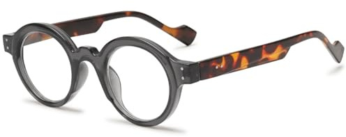 KOOSUFA Mode Runde Anti Blaulicht Lesebrille Klein Herren Damen | Modern&Retro-Optik, Blaulichtfilter Hornbrille, Kunststoff, Harzlinsen, Lesehilfen, 0.0 0.5 1.0 1.5 2.0 2.5 3.0 3.5 4.0