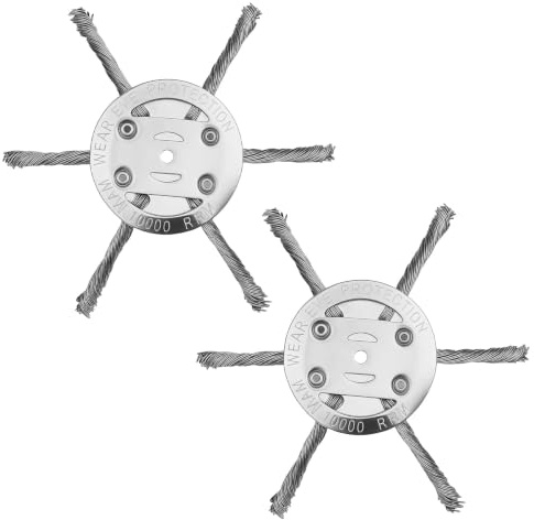 Tête Débroussailleuse Fil Acier 2 Pièces, Brosse Métallique pour Débroussailleuse, Disque Désherbage 150 mm, Trou Central 6 mm, Accessoire pour Entretien Jardin, Herbes, Mousse et Nettoyage Extérieur