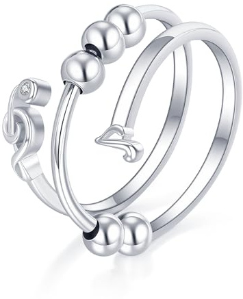 Fidget Ring Sterling Silver Musik Fidget Spinner Ring Musik Noten Fidget Schmuck Geschenke für Frauen