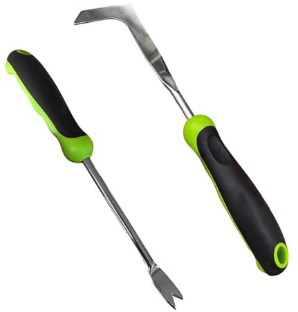 Outil de désherbage de jardin en forme de L - Construction robuste en acier inoxydable - Prise en main confortable - Kit de jardinage professionnel
