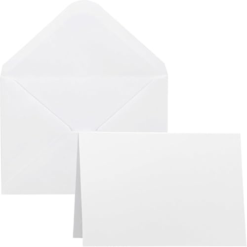 Leucasa 55 Cartes Pliantes Vierges Comprenant des Enveloppes pour Cartes de Vœux, Faire-Part de Mariage et Cartes de Remerciement-DIN A6 / C6 (Blanc)